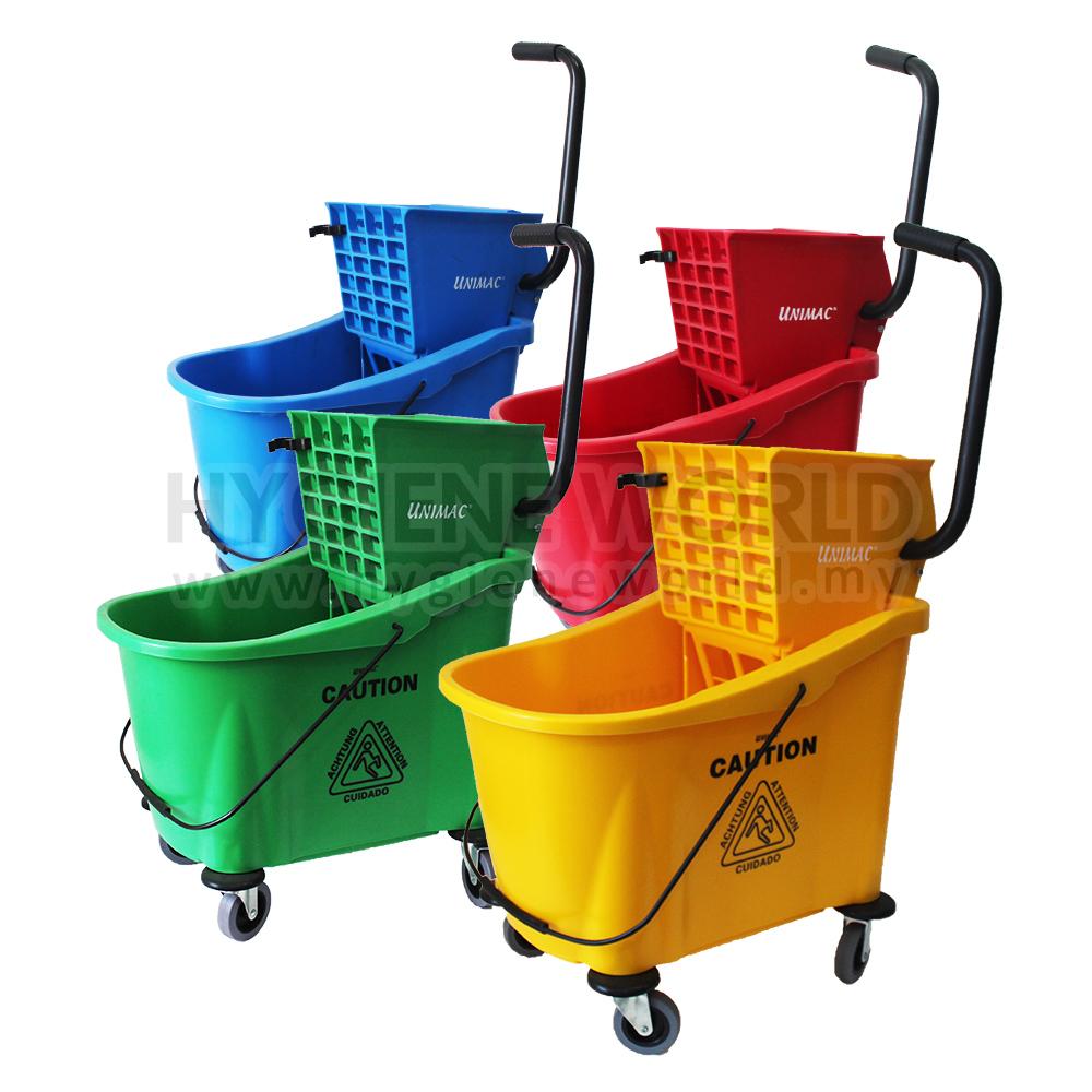 Flat mopping bucket & side-press wringer green