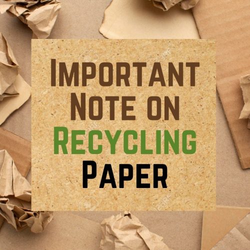 Important Note on Recycling Paper