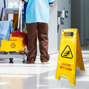 A folding sign board, yellow sign board